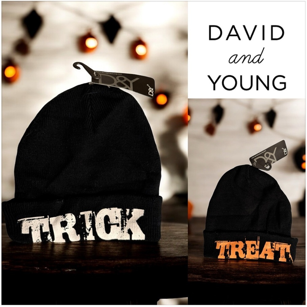 David & Young Unisex Trick / Treat Black Knit Beanie 
New with tags.